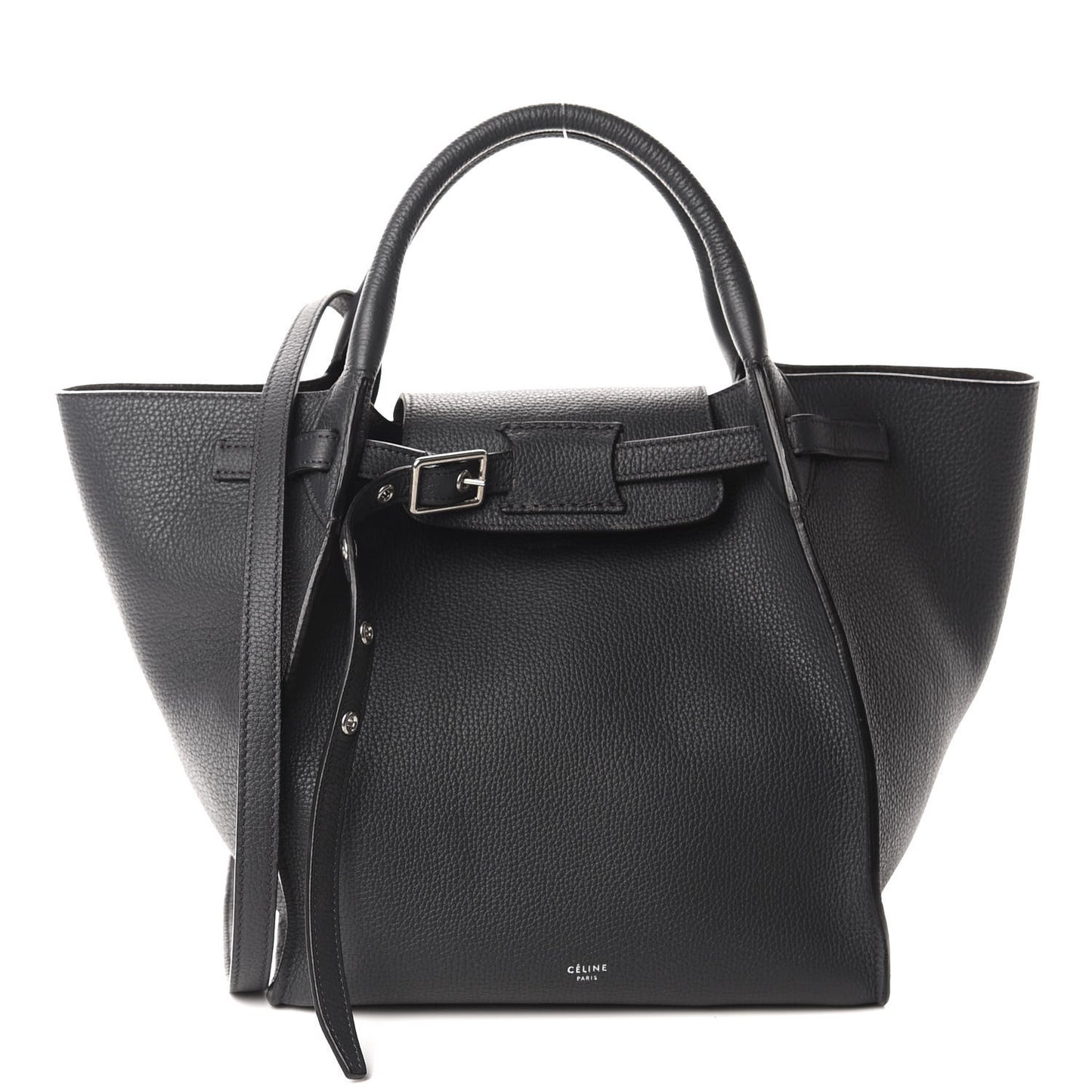 Supple Grained Calfskin Small Long Strap Big Bag Anthracite