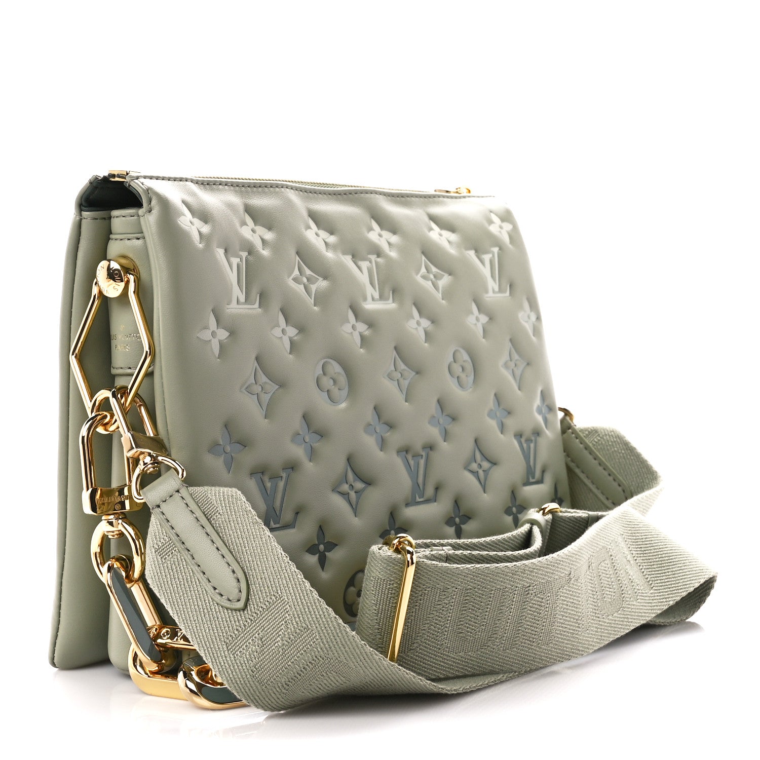 Louis Vuitton Lambskin Embossed Monogram Coussin PM Degrade Sage Green 3 of 11
