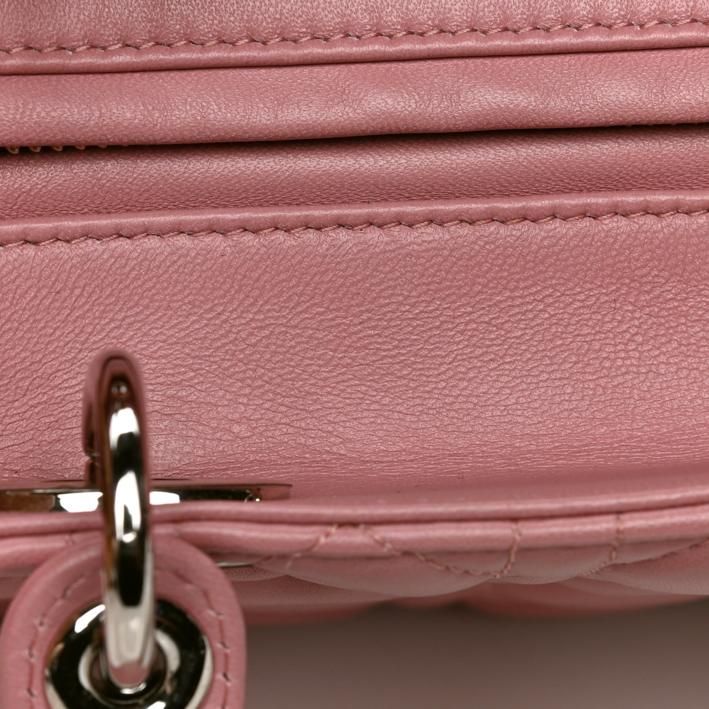 Lambskin Cannage Medium Lady Dior Rose Clair