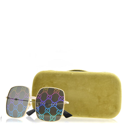 Gucci Metal Rectangular Frame Sunglasses GG0414S Gold Multicolor 8 of 8