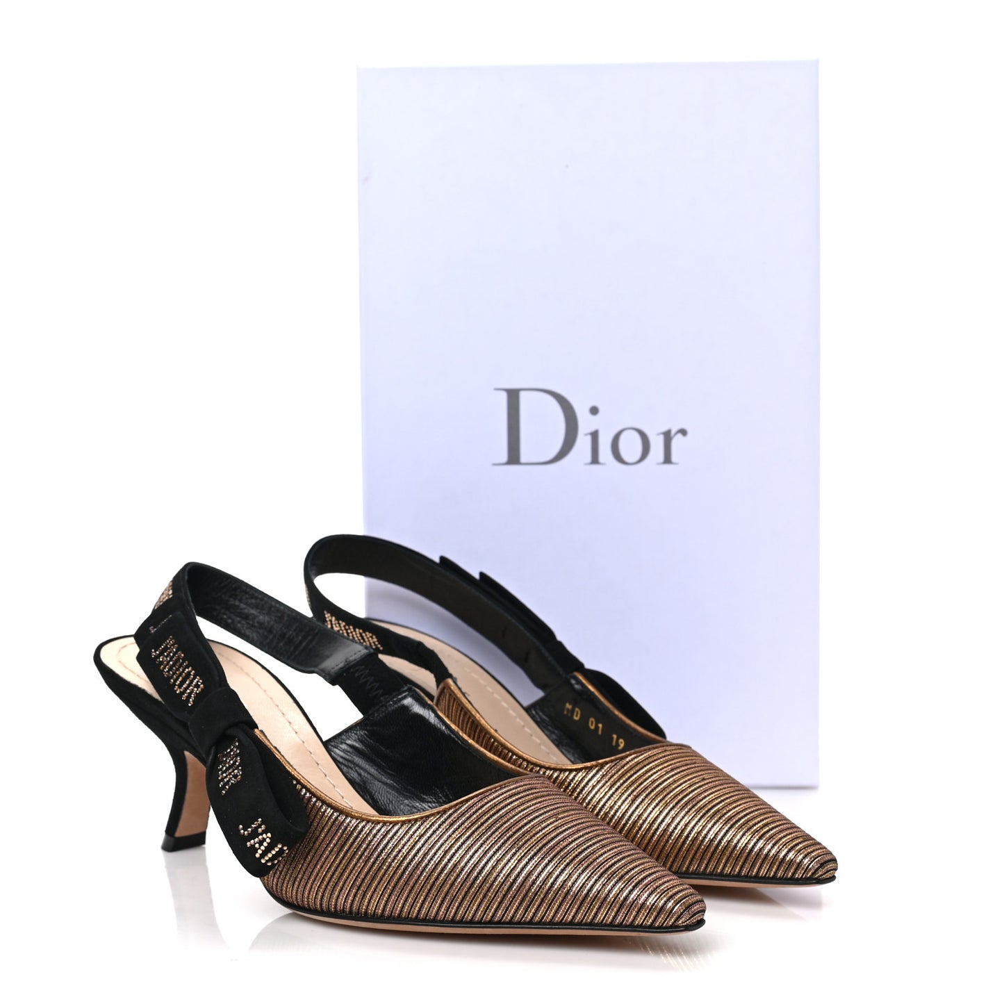 Metallic Grossgrain J'Adior Ribbon Slingback Pumps 37 Black