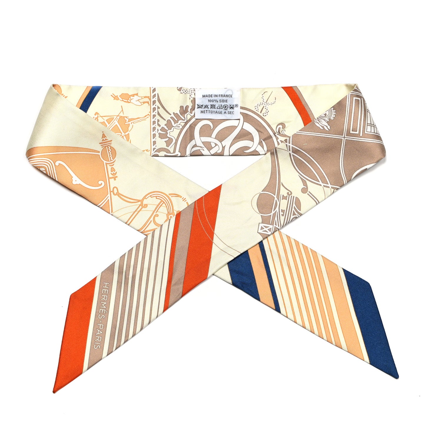 Silk Ex-Libris Twilly Creme Orange Beige