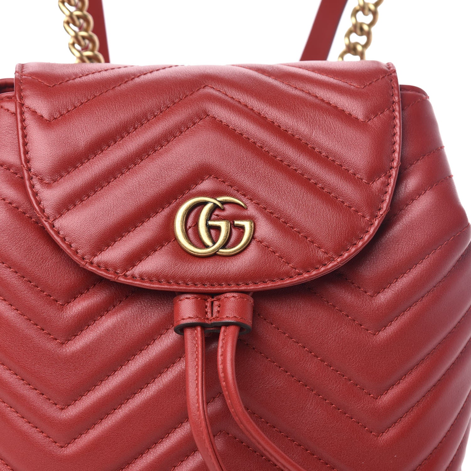 Gucci Calfskin Matelasse GG Marmont Flap Backpack Hibiscus Red 9 of 9