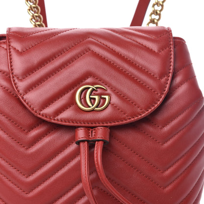 Gucci Calfskin Matelasse GG Marmont Flap Backpack Hibiscus Red 9 of 9
