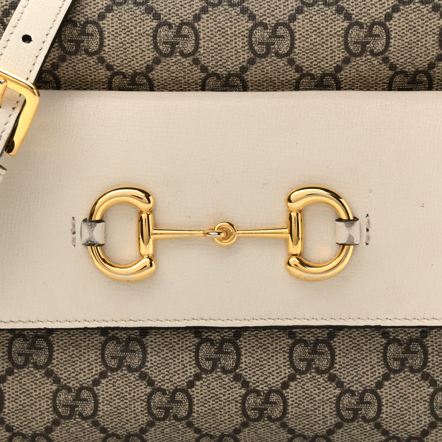 Gucci GG Supreme Monogram Small Horsebit 1955 Shoulder Bag Beige Mystic White 10 of 19