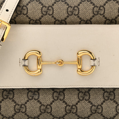 Gucci GG Supreme Monogram Small Horsebit 1955 Shoulder Bag Beige Mystic White 10 of 19