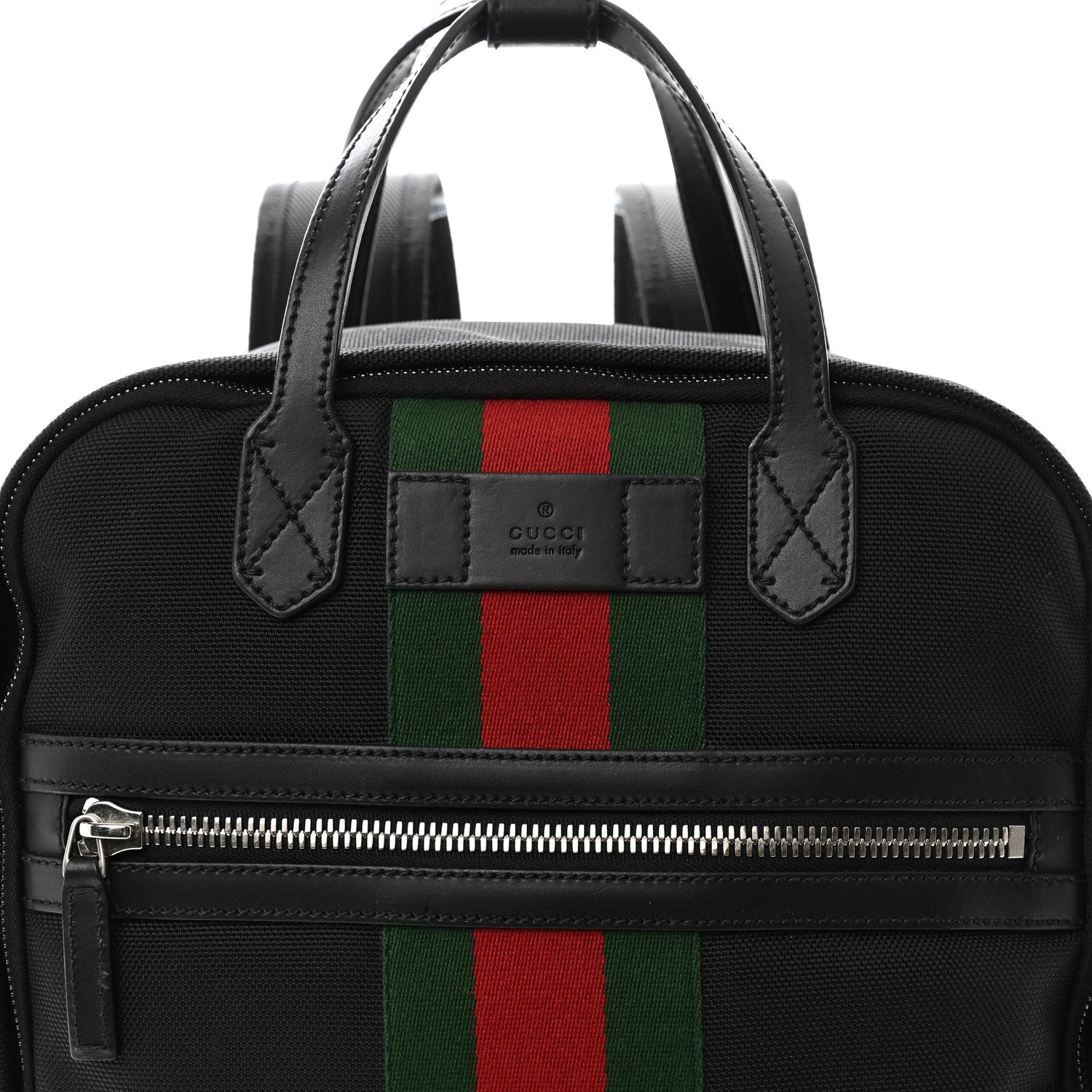 Gucci Techno Canvas Appia Calfskin Web Tote Backpack Black 8 of 12