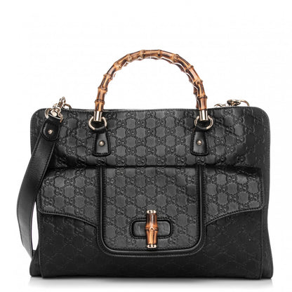 Gucci Guccissima Bamboo Messenger Bag Black 1 of 9