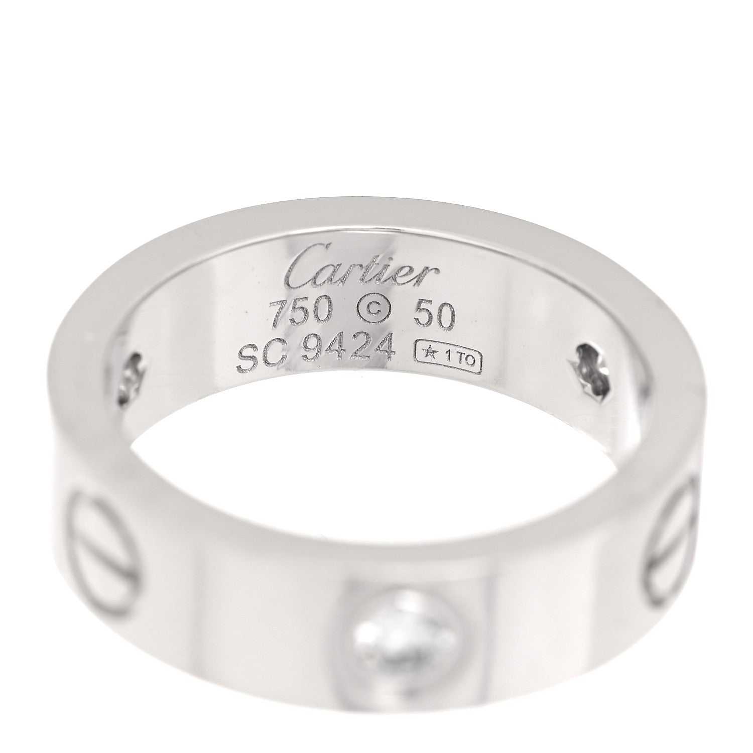 Cartier 18K White Gold 3 Diamond 5.5mm LOVE Ring 50 5.25 4 of 4