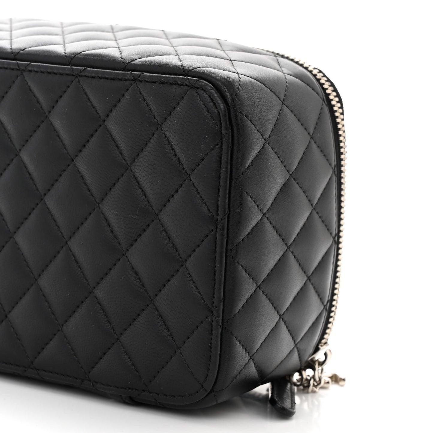Lambskin Quilted Large Jewelry Case Black
