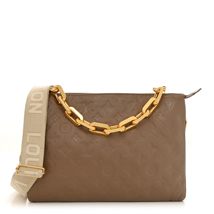 Louis Vuitton Lambskin Embossed Monogram Coussin MM Taupe 1 of 11