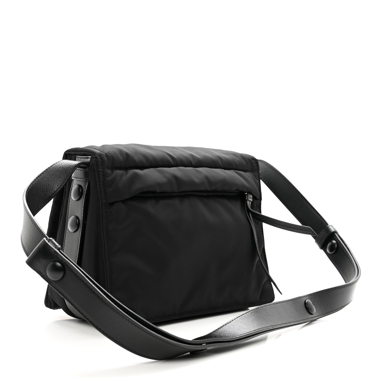 Re-Nylon Vitello Padded Small Flap Shoulder Bag Black