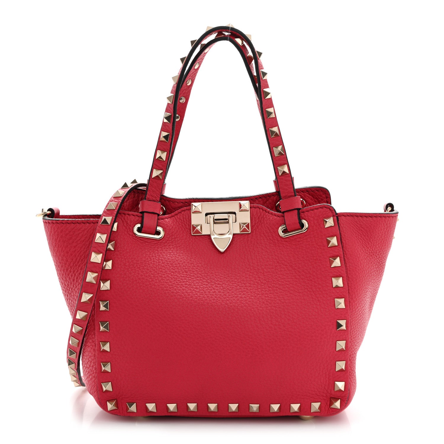 Valentino Garavani Pebbled Calfskin Mini Rockstud Tote  Cyclamin 1 of 10