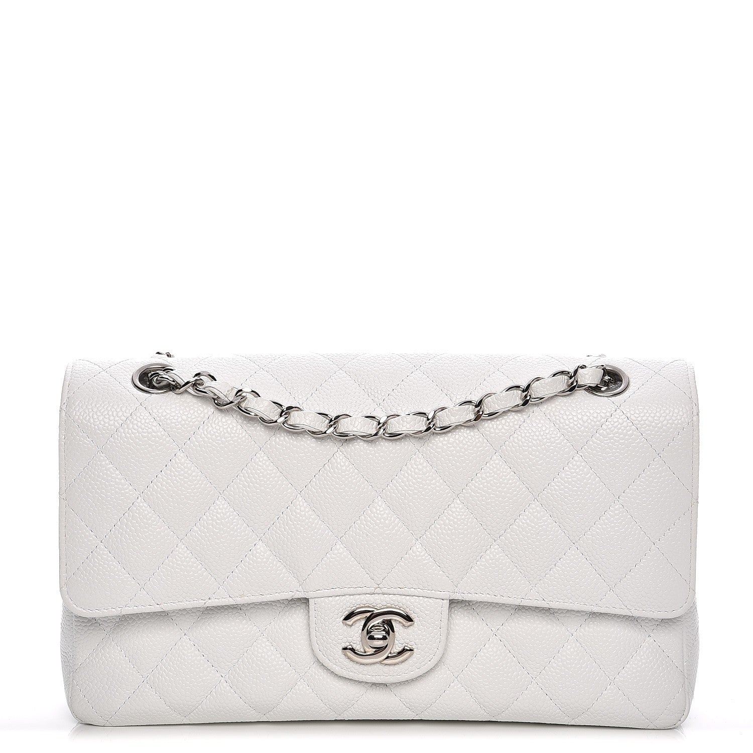 Chanel Caviar Quilted Medium Double Flap White 1 of 12