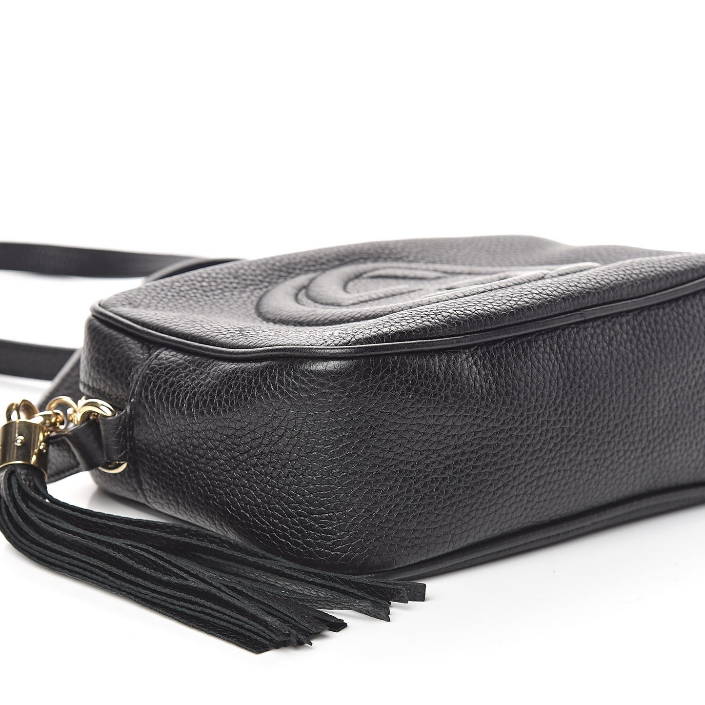 Pebbled Calfskin Small Soho Disco Bag Black