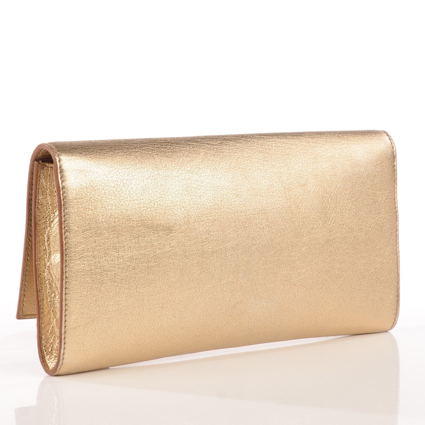 Metallic Goatskin Small Belle De Jour Clutch Gold