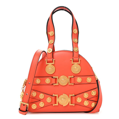 Versace Calfskin Small Medallion Tribute Bowling Bag Orange 1 of 9
