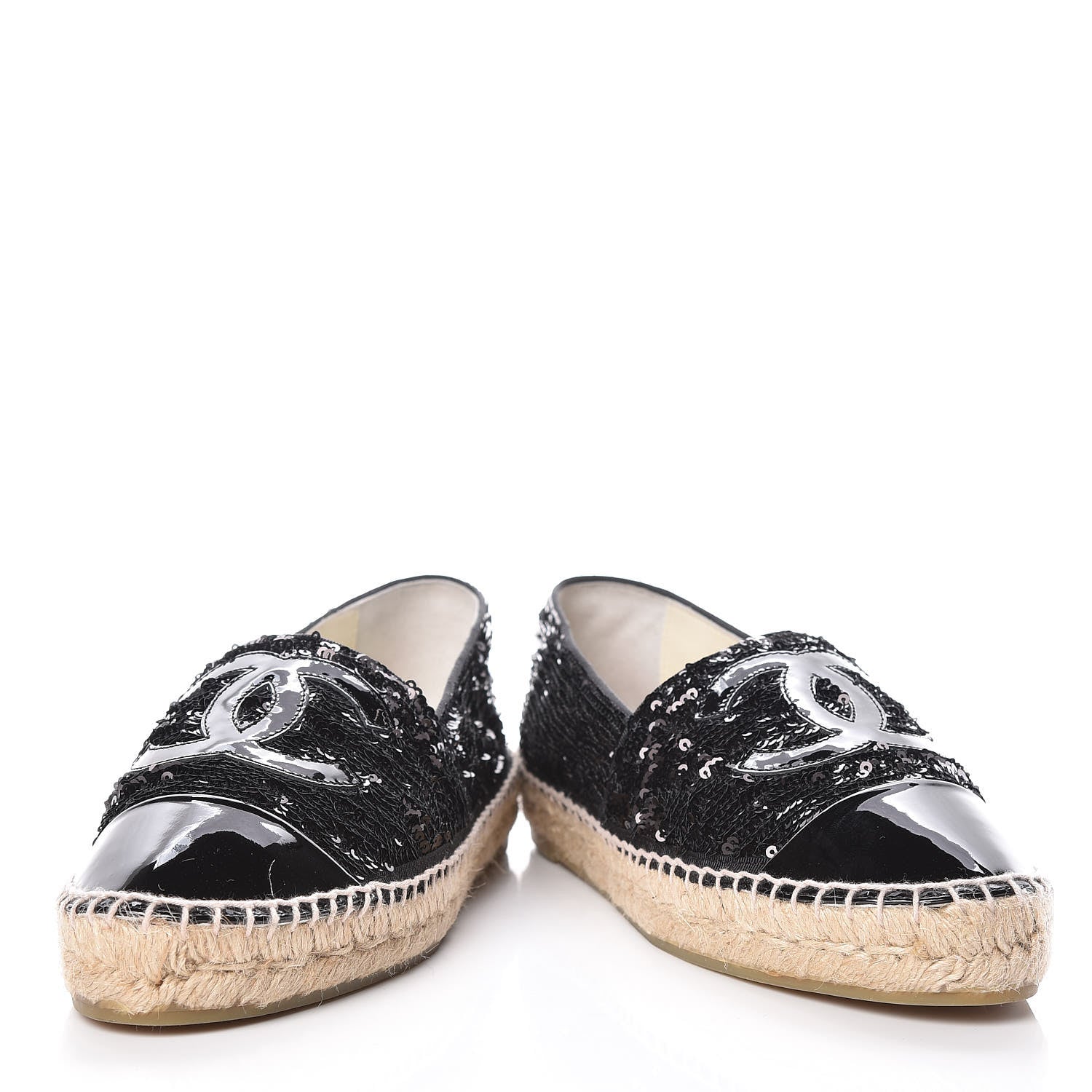 Chanel Patent Sequin CC Espadrilles 39 Black 6 of 14