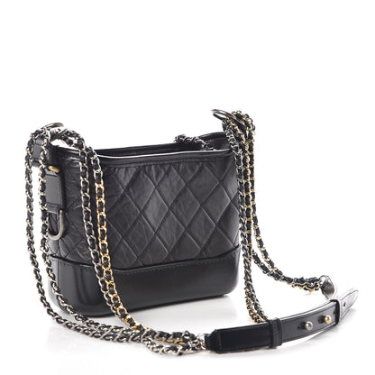Chanel Aged Calfskin Quilted Small Gabrielle Hobo Black 3 of 10