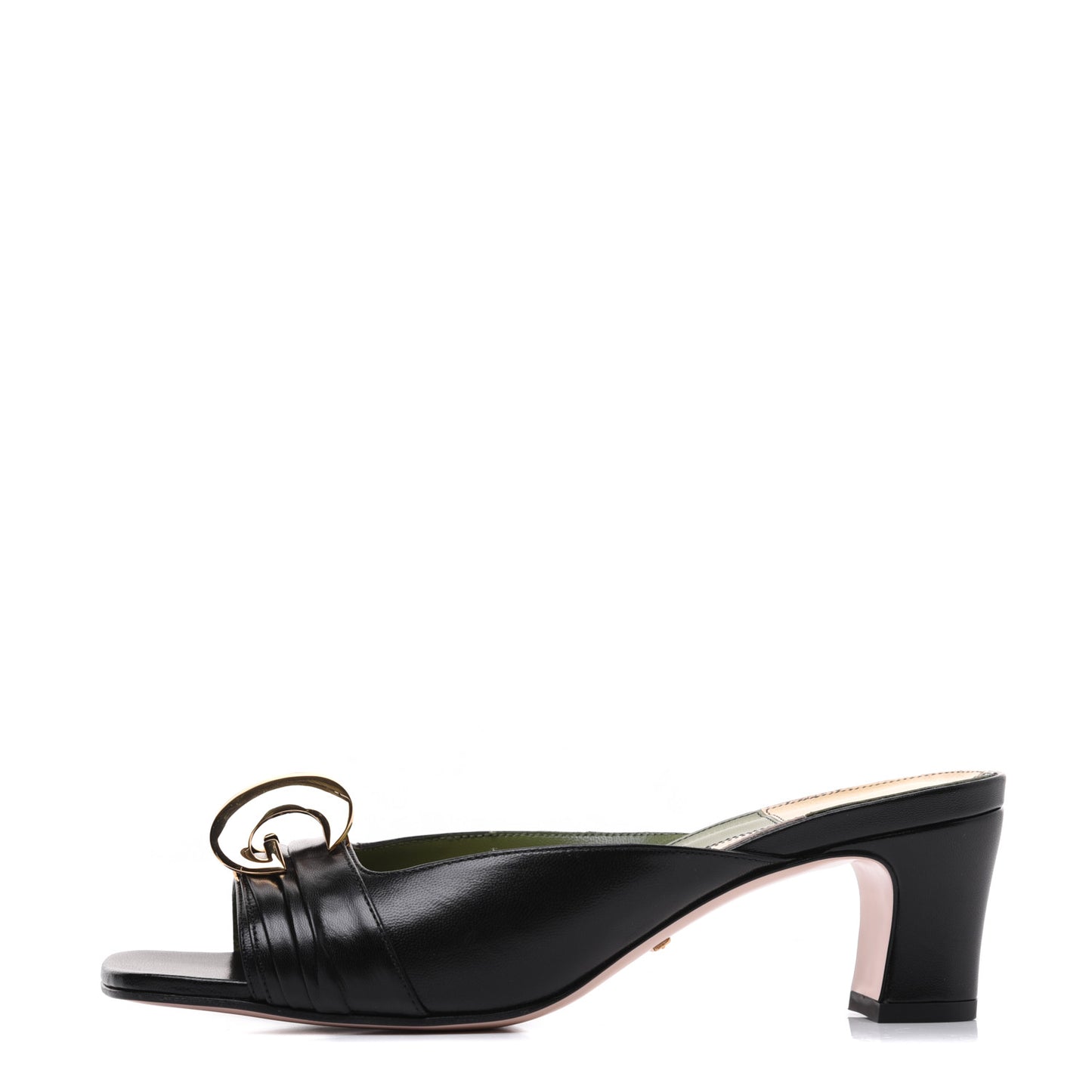 Malaga Kid Half Moon GG Square Toe Slide Sandals 38.5 Black