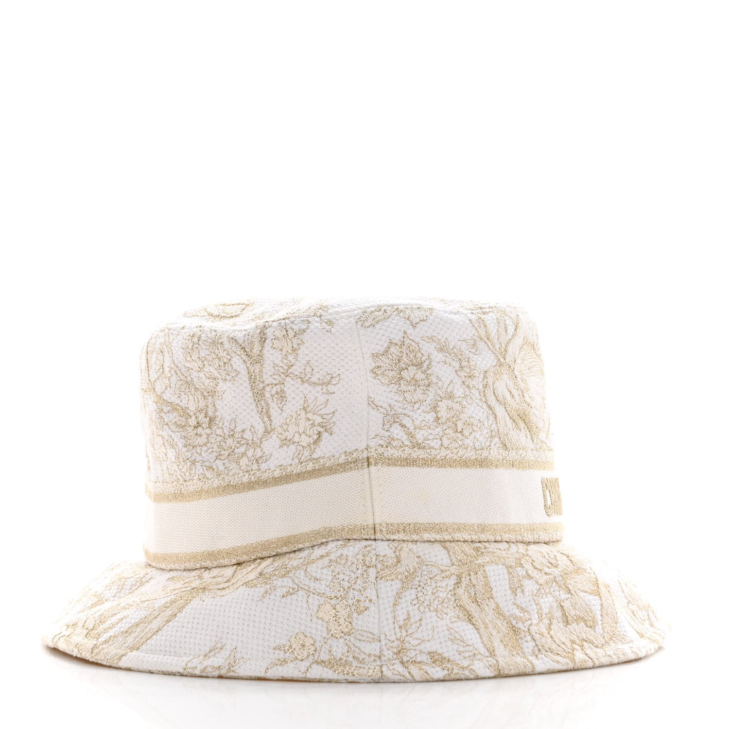 Christian Dior Cotton D-Bobby Small Brim Bucket Hat 59 White Gold 5 of 9