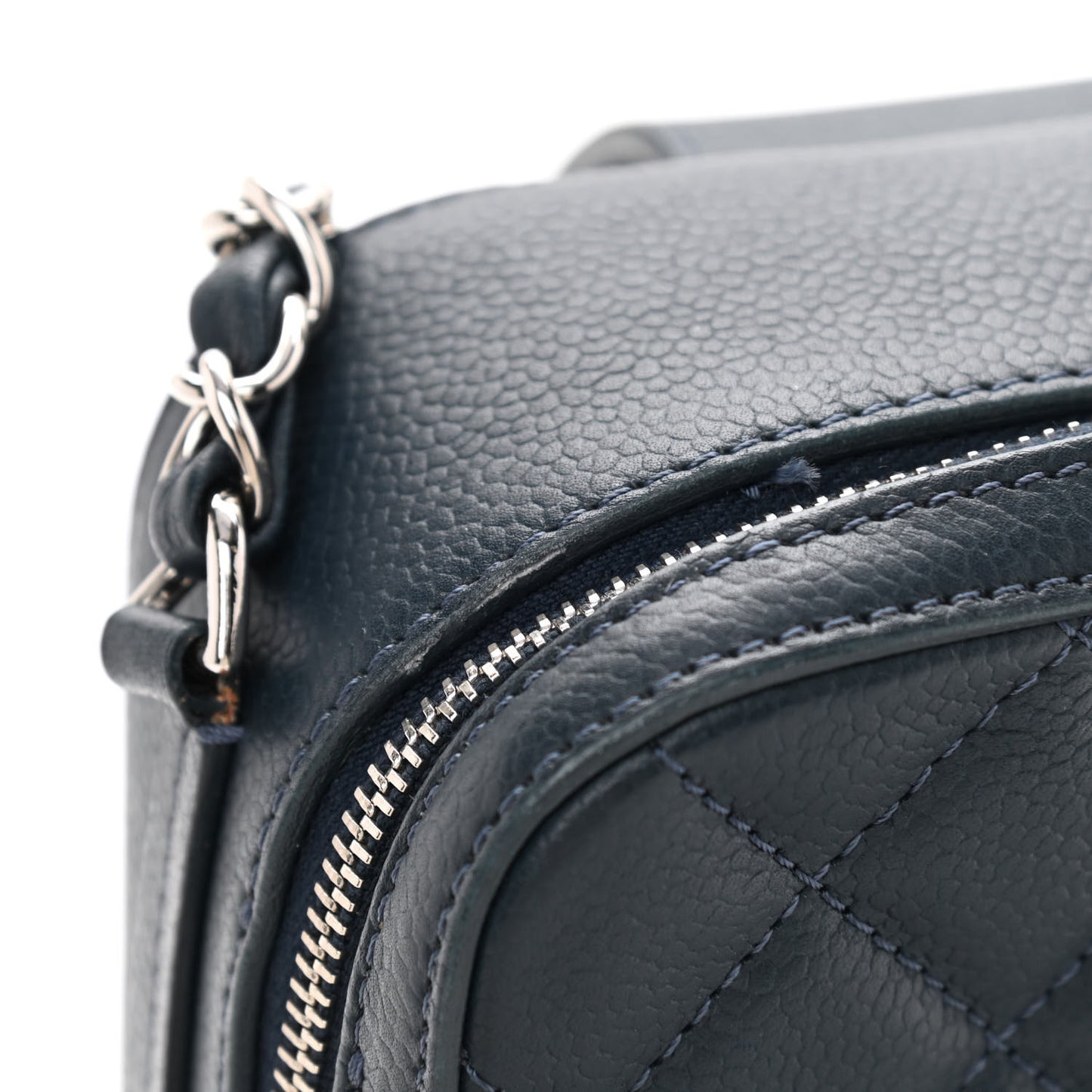 Caviar Quilted Mini CC Box Camera Bag Dark Blue