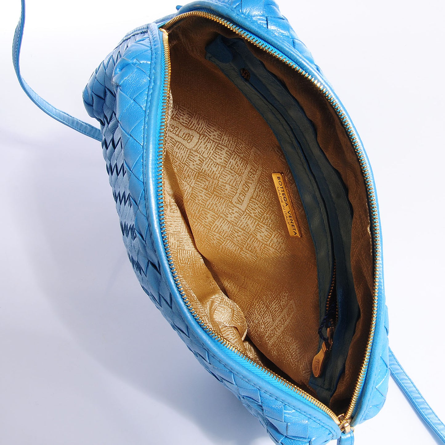 Vintage Nappa Intrecciato Crossbody Bag Light Blue
