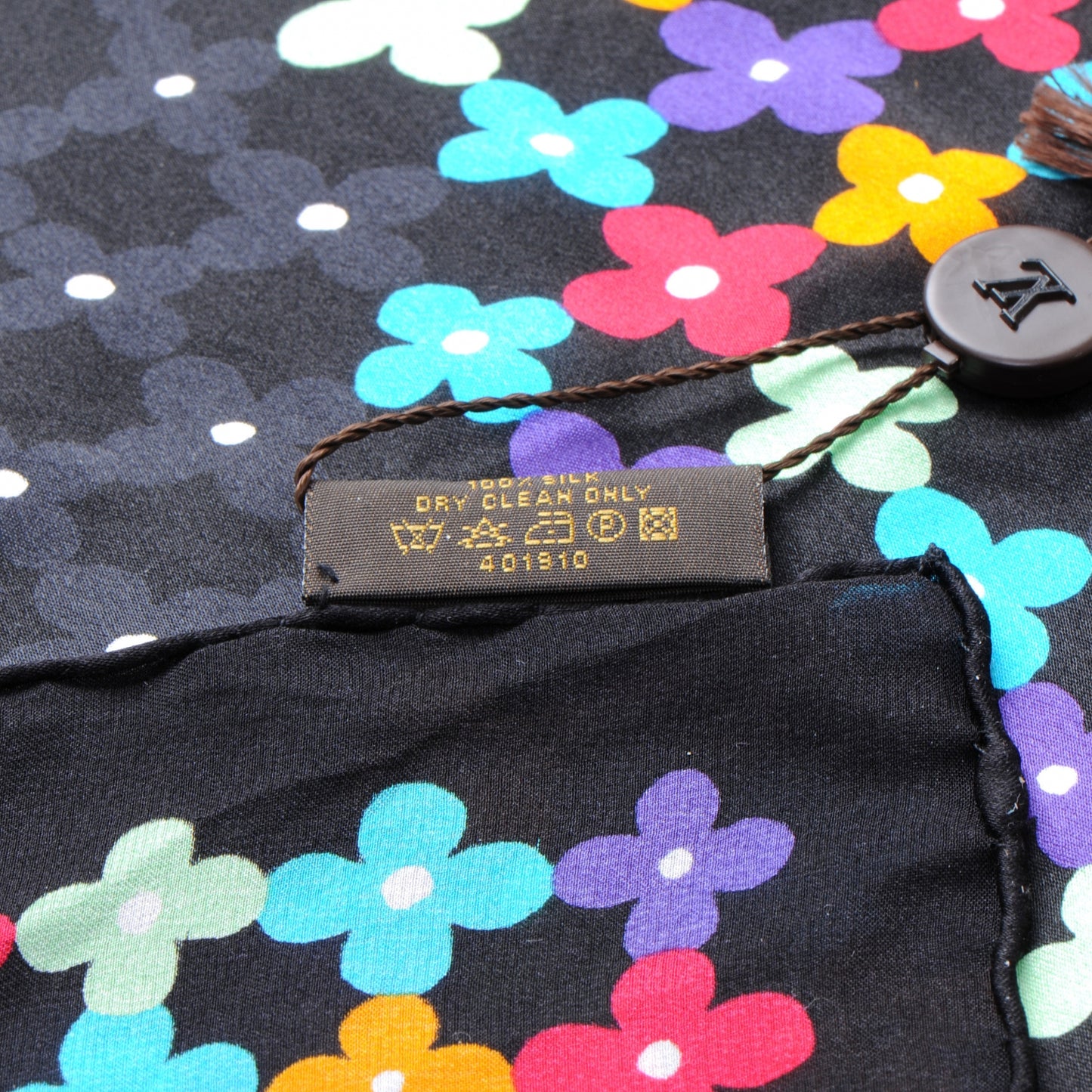 Silk Farandole Square Scarf Black