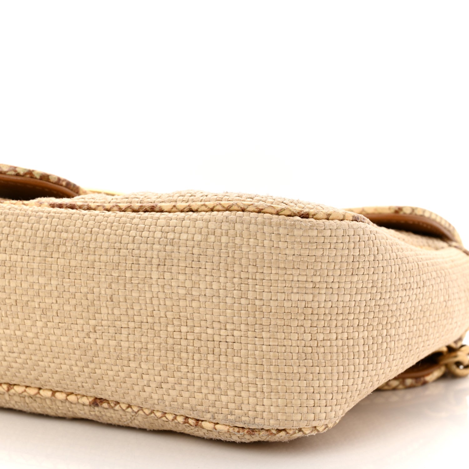 Gucci Raffia Elaphe Matelasse Small GG Marmont Shoulder Bag Natural Cream Brown 10 of 11