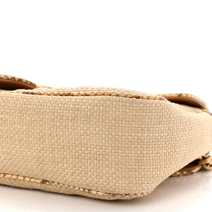 Gucci Raffia Elaphe Matelasse Small GG Marmont Shoulder Bag Natural Cream Brown 10 of 11