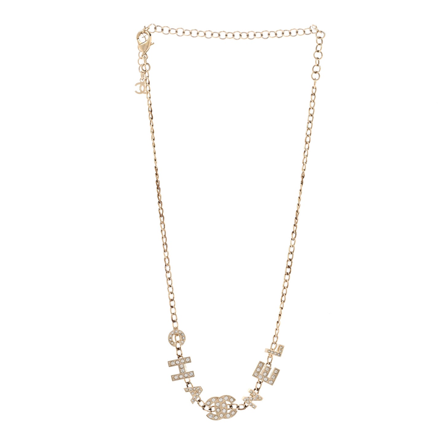 Crystal CC Letter Chain Necklace Gold Gold