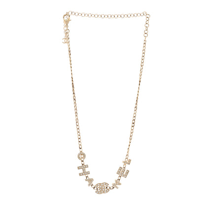 Chanel Crystal CC Letter Chain Necklace Gold Gold 3 of 6