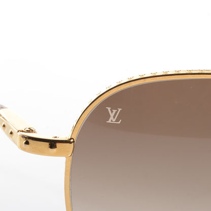 Louis Vuitton Damier Conspiration Pilote Aviator Sunglasses Z0202U Gold 7 of 8