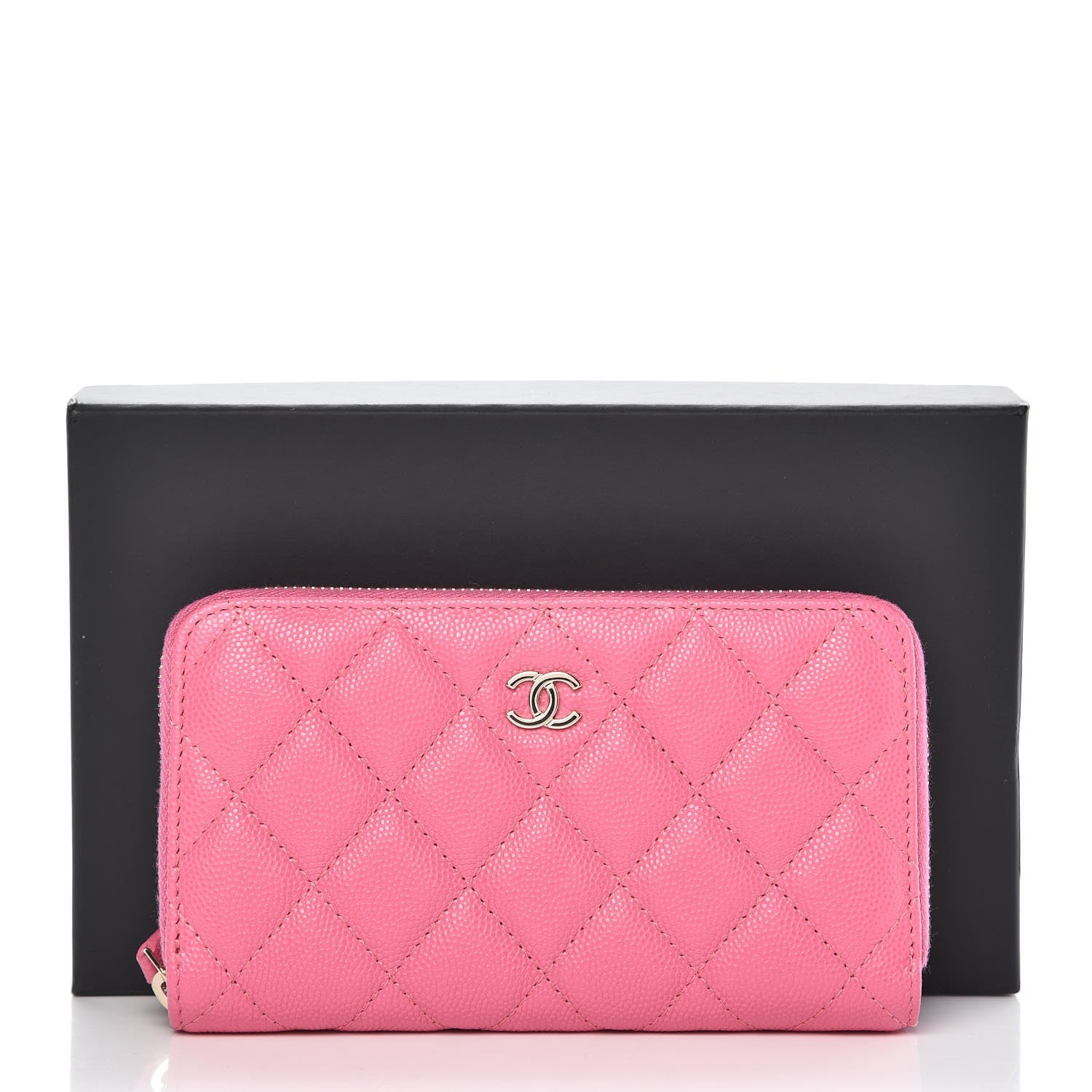 Chanel Caviar Quilted Small Zip Around Wallet Pink 9 of 9