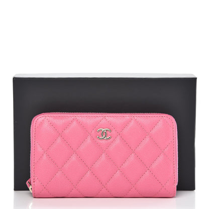 Chanel Caviar Quilted Small Zip Around Wallet Pink 9 of 9
