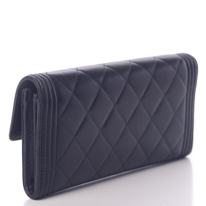 Chanel Lambskin Quilted Boy Flap Wallet Blue 3 of 9