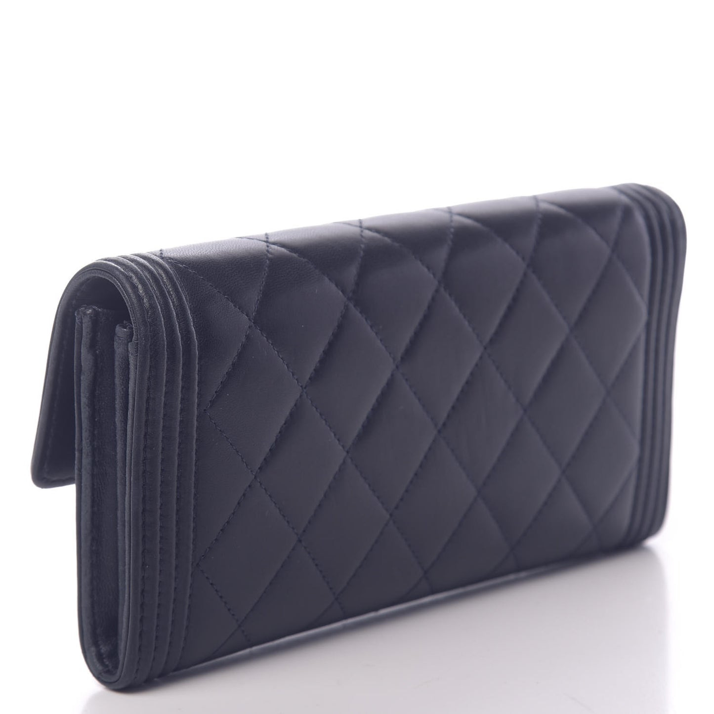 Lambskin Quilted Boy Flap Wallet Blue
