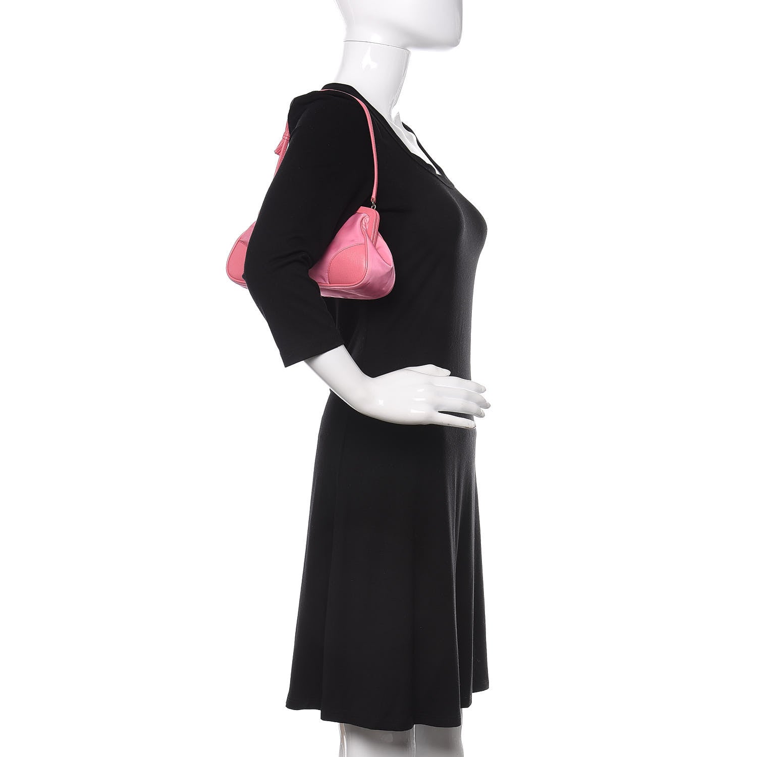 Prada Tessuto Nylon Saffiano Kisslock Shoulder Bag Rosa 2 of 12