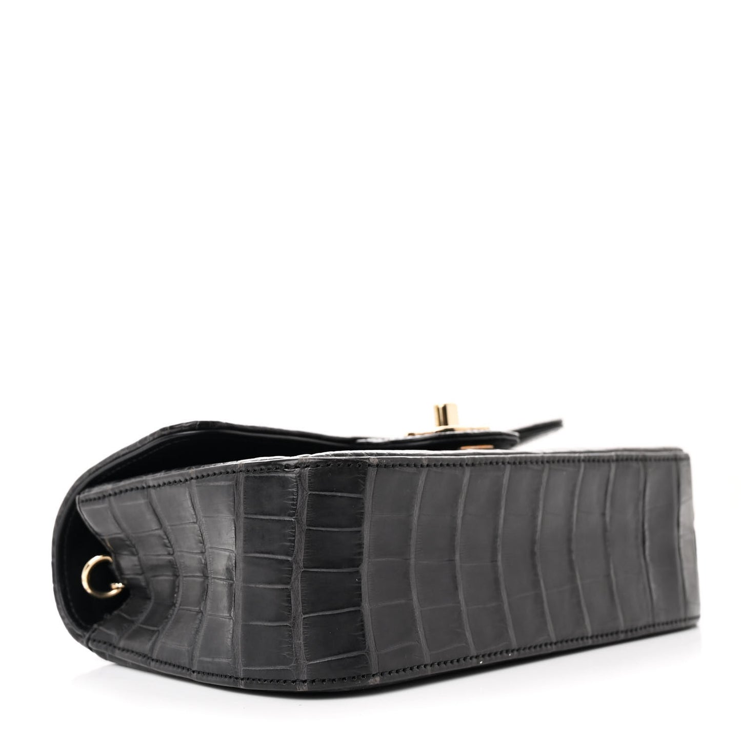 Shiny Alligator Mini Rectangular Flap Black