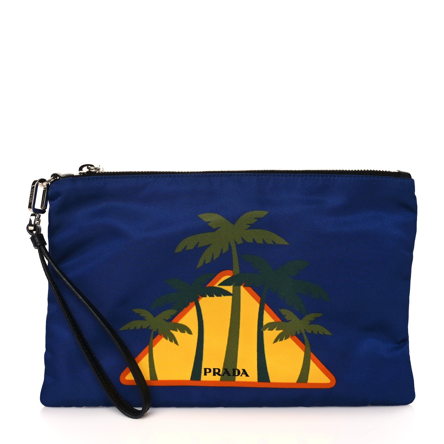 Prada Tessuto Nylon Saffiano Wristlet Bluette 1 of 7