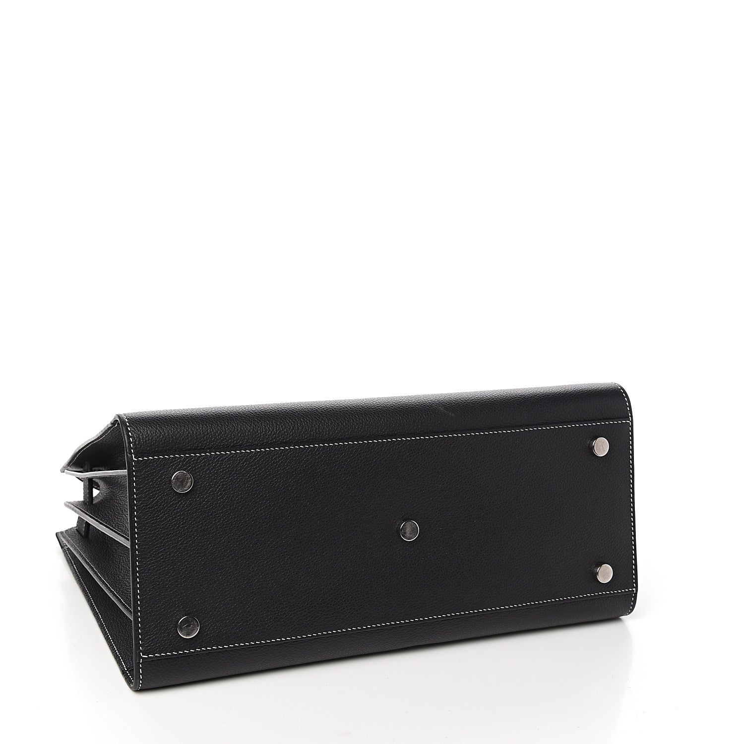 Saint Laurent Grained Calfskin Topstitch Small Sac De Jour Black Porcelain 3 of 8