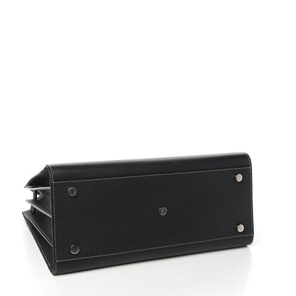 Saint Laurent Grained Calfskin Topstitch Small Sac De Jour Black Porcelain 3 of 8