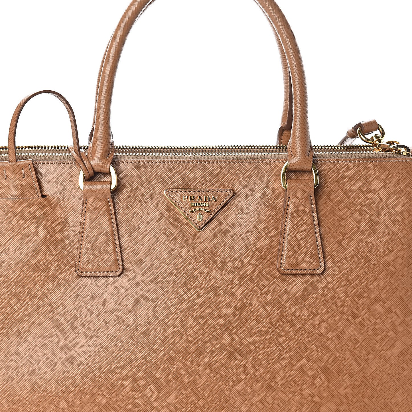 Saffiano Medium Galleria Double Zip Tote Caramel