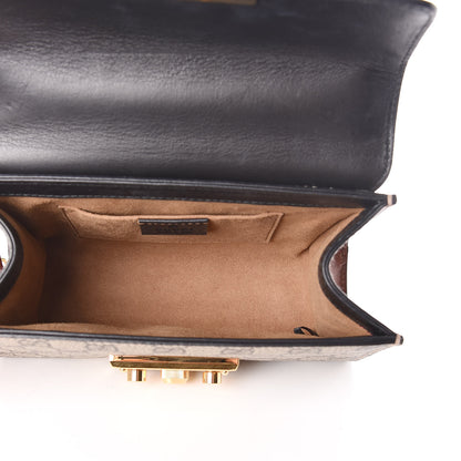 Gucci GG Supreme Monogram Calfskin Small Padlock Shoulder Bag Beige Black Cuir 5 of 14