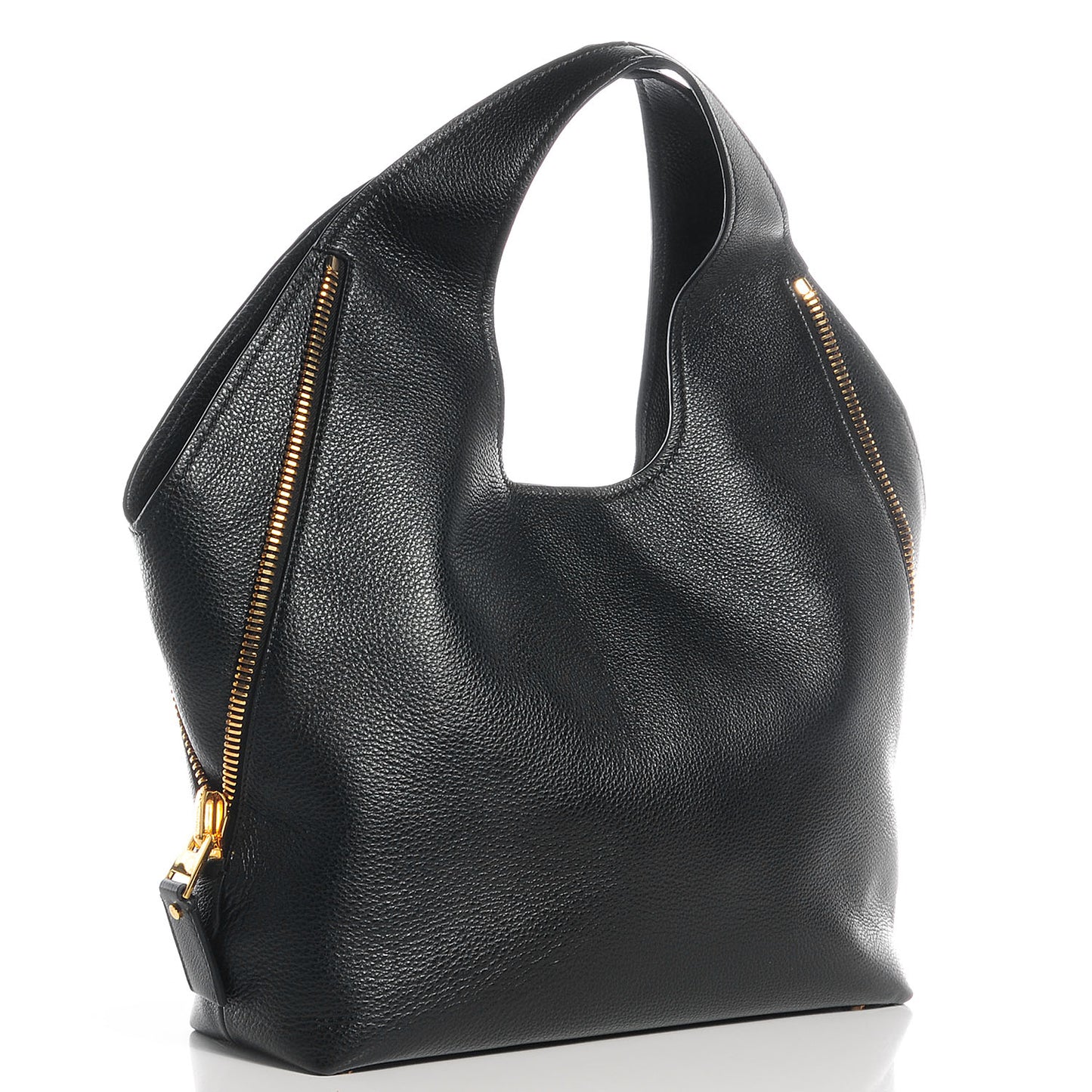 Pebbled Calfskin Jennifer Side-Zip Hobo Black