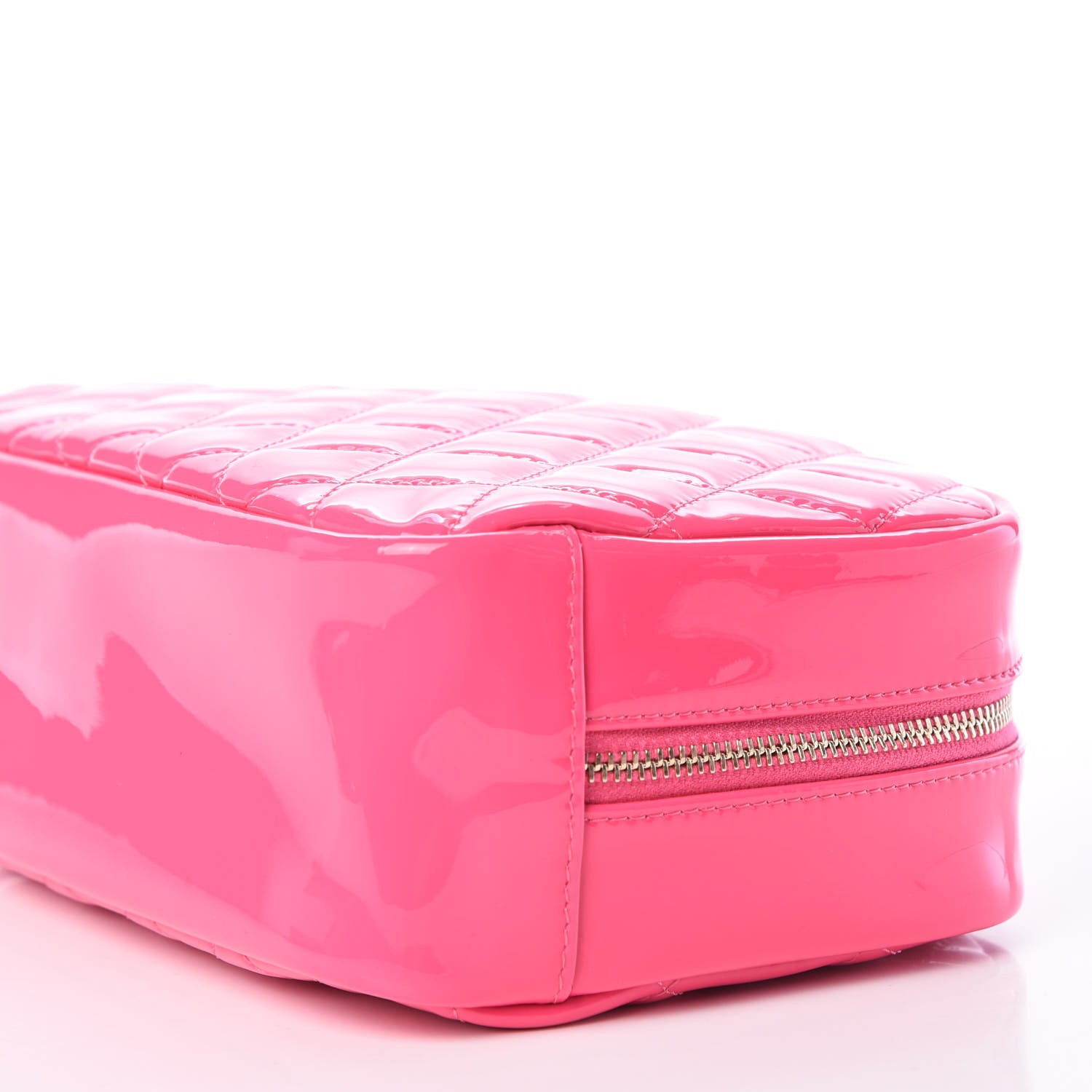 Chanel Patent Quilted Medium Curvy Pouch Cosmetic Case Pink 8 of 9