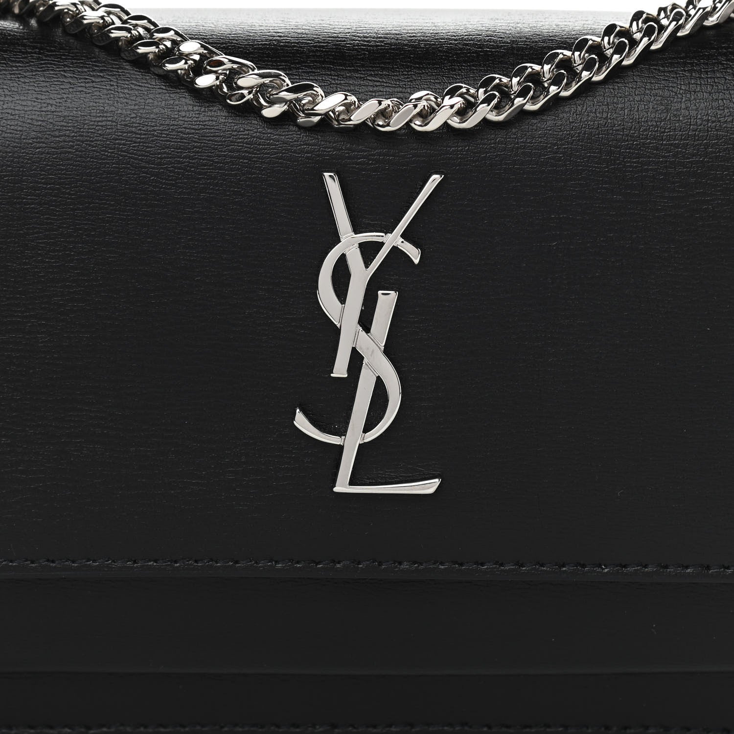 Saint Laurent Calfskin Monogram Sunset Chain Wallet Black 8 of 11