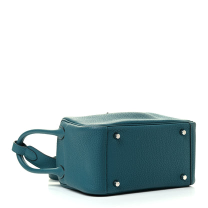 Hermes Taurillon Clemence Mini Lindy 20 Vert Bosphore 4 of 12