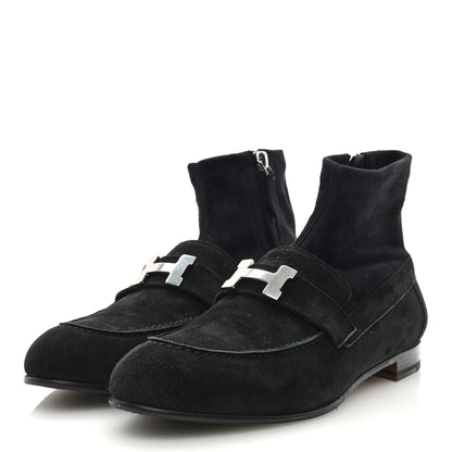 Hermes Stretch Velvet Goatskin Saint Honore Ankle Boots 39 Black 2 of 7
