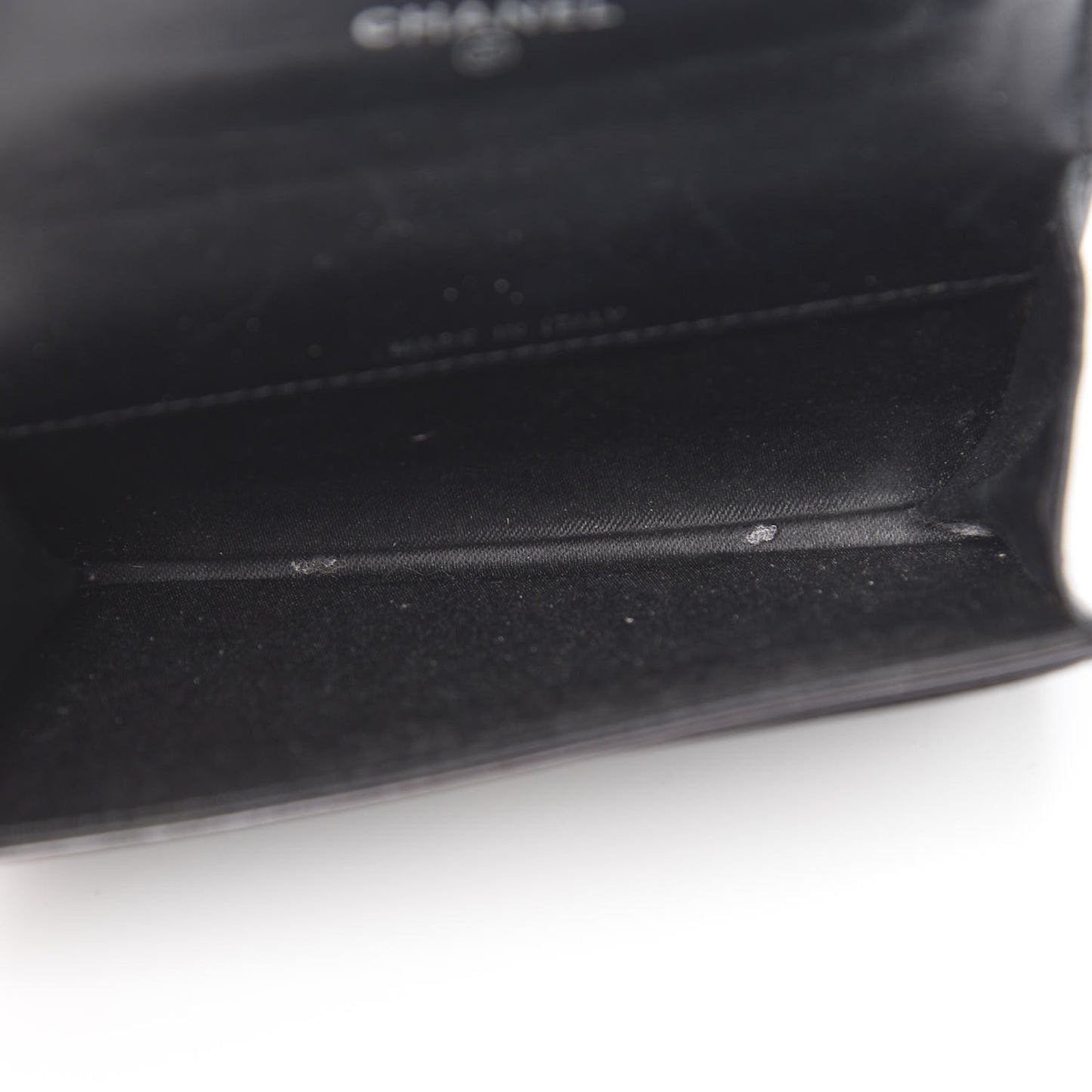 Patent Camellia Embossed Card Holder Black